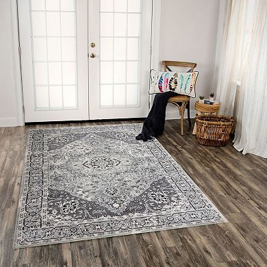 Alora Decor Be Gray Traditional Medallion Area Rug