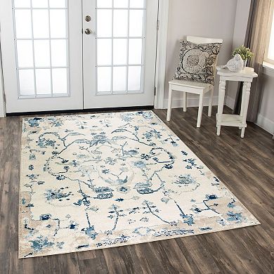 Alora Decor Eva Blue & White Floral Area Rug