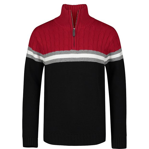 Boys 4 20 IZOD Stripe Cable Knit 1 4 Zip Sweater