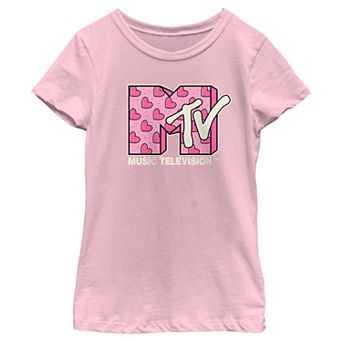 Girls MTV Hearts Print Logo Graphic Tee