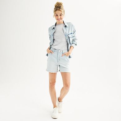 Juniors' SO® Frayed Jean Shorts