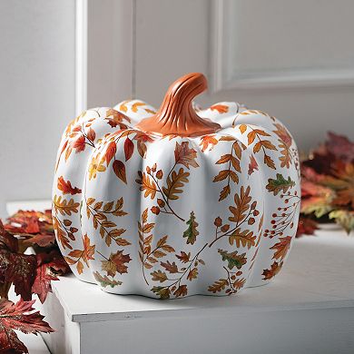 Fall Foliage Print Pumpkin Table Decor