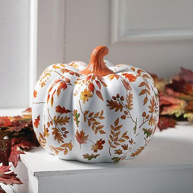 Fall Foliage Print Pumpkin Table Decor