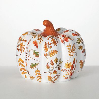 Fall Foliage Print Pumpkin Table Decor