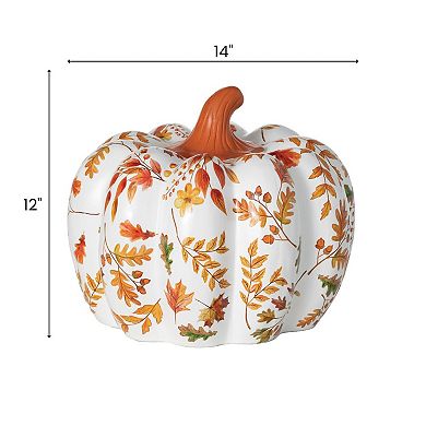Fall Foliage Print Pumpkin Table Decor