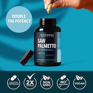 Saw Palmetto + Nettle Capsules, Havasu Nutrition, 120ct