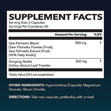 Saw Palmetto + Nettle Capsules, Havasu Nutrition, 120ct