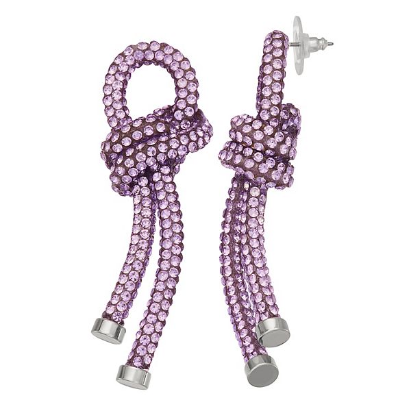 Simply Vera Vera Wang Silver Tone Violet Crystal Tube Knot Linear Earrings