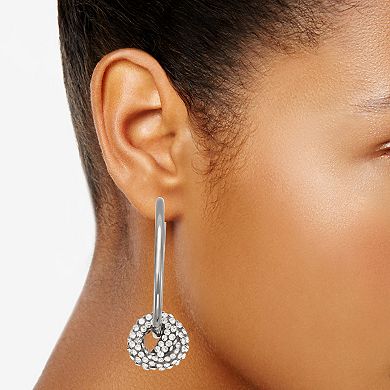 Simply Vera Vera Wang Silver Tone Crystal Knotted Hoop Earrings