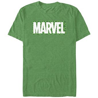 Men's Marvel Logo Clovers Background Graphic Tee