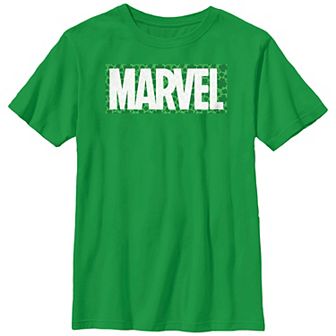 Boys Marvel Logo Clovers Background Graphic Tee