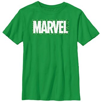 Boys Marvel Logo Clovers Background Graphic Tee