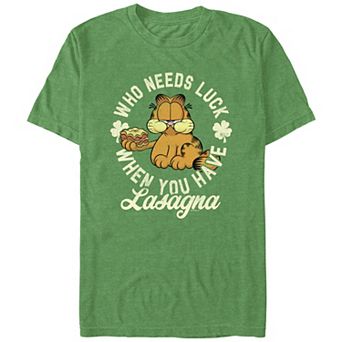 Men's Garfield Who Needs Luck When You Have Lasagna Graphic Tee
