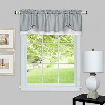Kate Aurora Country Farmhouse Flax Linen Tie Up Window Valance