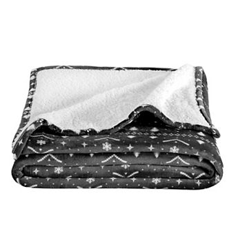 Bare Home Print Sherpa Blanket