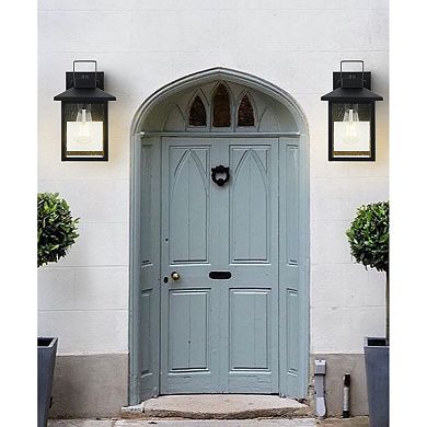 Bungalow Iron/seeded Glass Rustic Traditionl Led Outdoor Lantern (set Of 2)