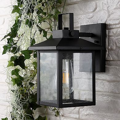 Bungalow Iron/seeded Glass Rustic Traditionl Led Outdoor Lantern (set Of 2)