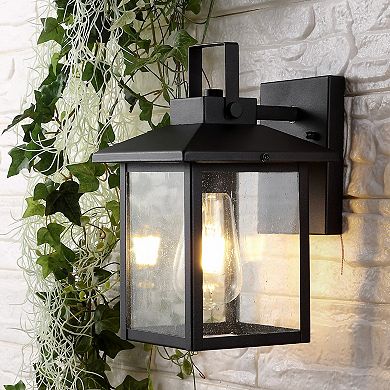 Bungalow Iron/seeded Glass Rustic Traditionl Led Outdoor Lantern (set Of 2)