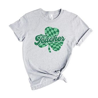 Teacher Checkered Shamrock Short Sleeve Graphic Tee