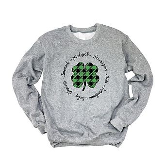 Buffalo Plaid Shamrock Circle Sweatshirt