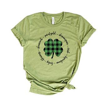 Buffalo Plaid Shamrock Circle Short Sleeve Graphic Tee