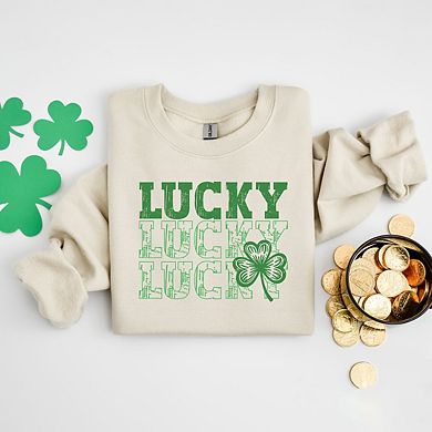 Bold Green Lucky Stacked Sweatshirt