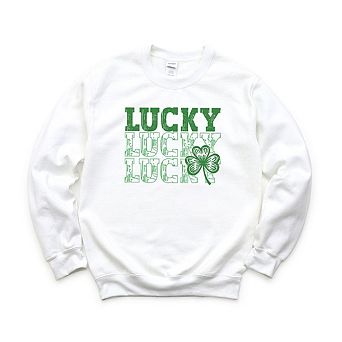 Bold Green Lucky Stacked Sweatshirt