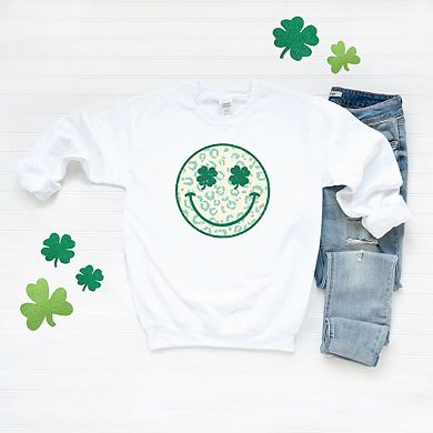 Clover Leopard Smiley Face Sweatshirt