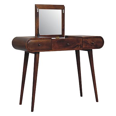 Chestnut Dressing Table With Foldable Mirror