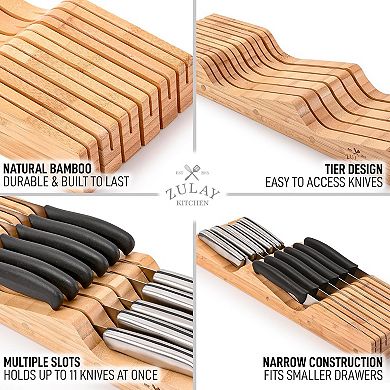 Zulay Kitchen Edge Protecting Knife Organizer Block Holds Up To 11 Knives
