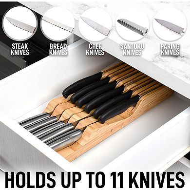 Zulay Kitchen Edge Protecting Knife Organizer Block Holds Up To 11 Knives