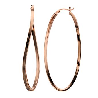 14k Rose Gold Vermeil Wavy Hoop Earrings