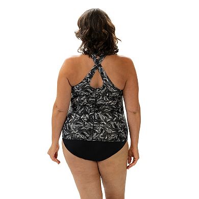 Women's Dolfin Print Twist Back Tankini Swim Top