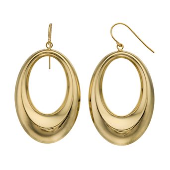 14k Gold Vermeil Open Work Oval Drop Earrings