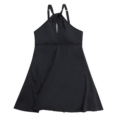 Women's Aquashape Solid Black Front Keyhole A-Line Swim Dress - Size: 22 | Dolfin Swimwear
