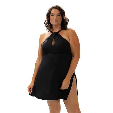 Women's Dolfin Front Keyhole A-Line Swim Dress