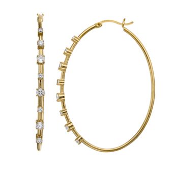 Cubic Zirconia Oval Hoop Earrings