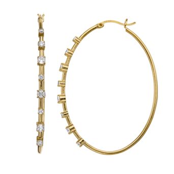 Cubic Zirconia Oval Hoop Earrings
