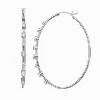 Cubic Zirconia Oval Hoop Earrings