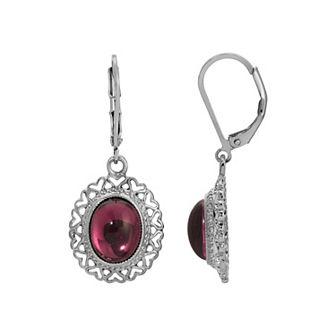 1928 Crystal Glass Foil Back Oval Drop Earrings