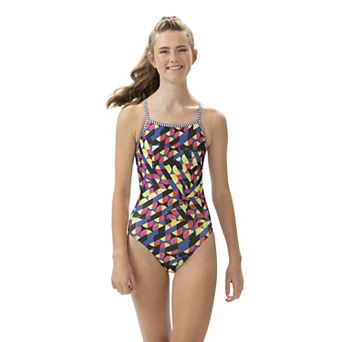 Juniors' Dolfin Uglies Print V-2 Back One-Piece Swimsuit