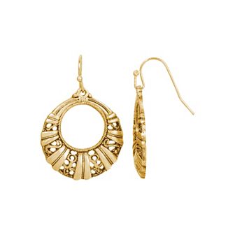 1928 Round Filigree Front Facing Hoop Earrings