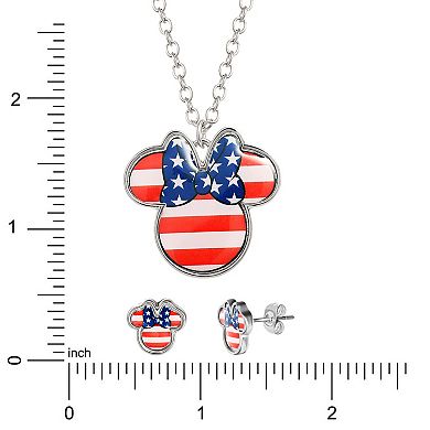 Disney's Minnie Mouse Americana Earring & Pendant Necklace Set