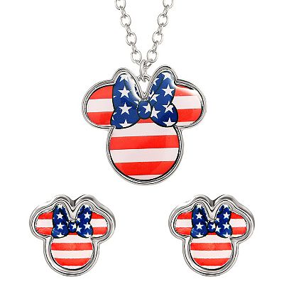 Disney s Minnie Mouse Americana Earring Pendant Necklace Set