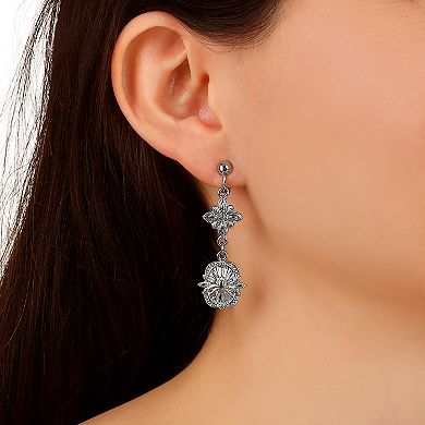 1928 Silver Tone Tailored Drop Clip Earrings