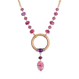 1928 Gold Tone Purple Bead Necklace