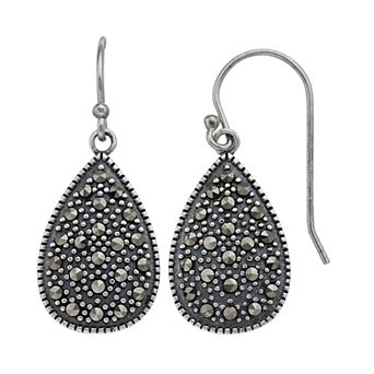 Tori Hill Sterling Silver Marcasite Teardrop Earrings