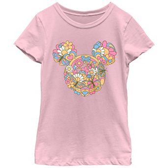 Disney's Mickey Mouse Flowers And Butterflies Head Girls Graphic Tee