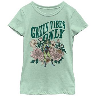 Girls She-Hulk Green Vibes Only Graphic Tee