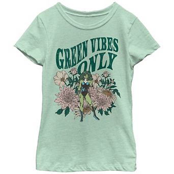 Girls She-Hulk Green Vibes Only Graphic Tee